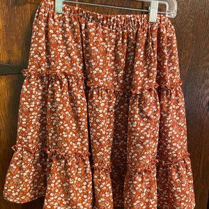SHEIN Red Floral Skirt- Size Small